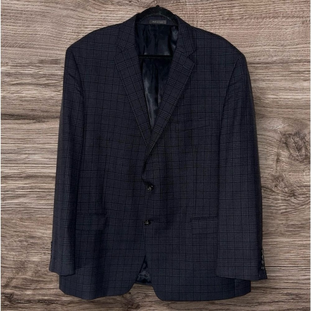 Lauren Ralph Lauren Lord & Taylor 100% Wool Blue Plaid Blazer Size 48R *FLAWS*